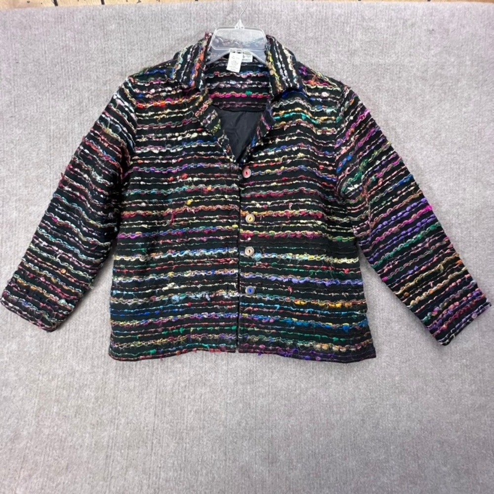 Coldwater Creek Jacket Petite Med PM Colorful Tweed Bohemian‎ Artsy Blazer Coat